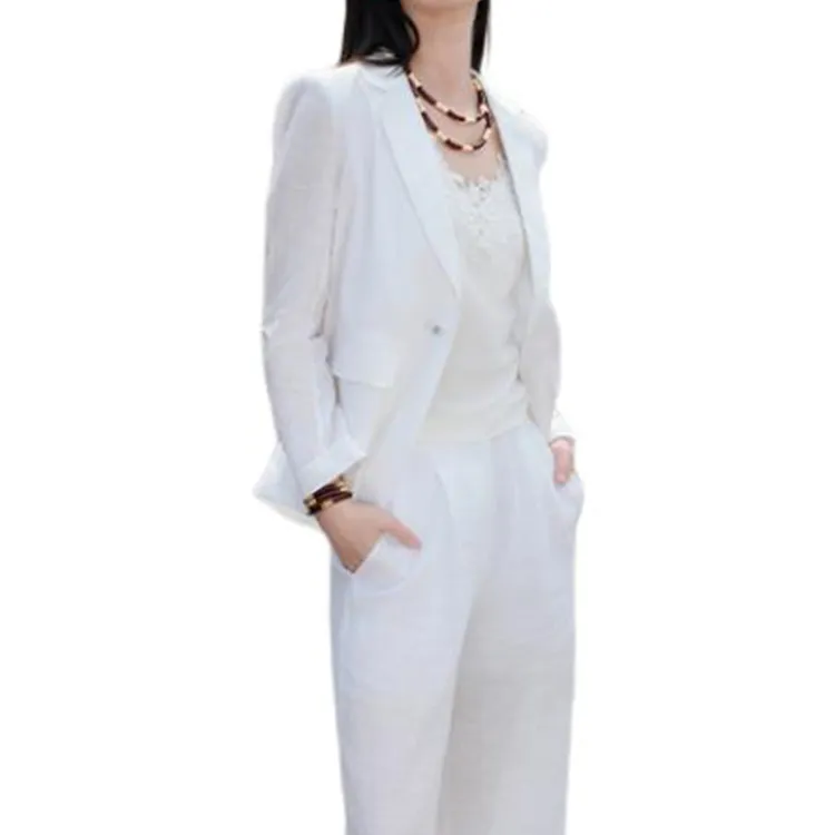 BESIONIA SS25 Business Suits Coats Women's White-4