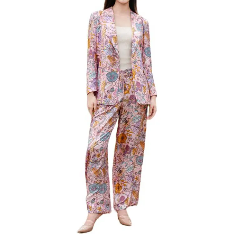 BESIONIA SS25 Casual Pants Women's Pink Floral-1