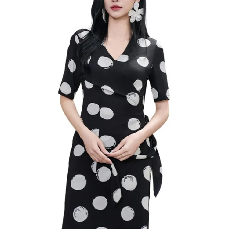 BESIONIA SS25 Short Sleeved Dresses Women's Black Pattern-3