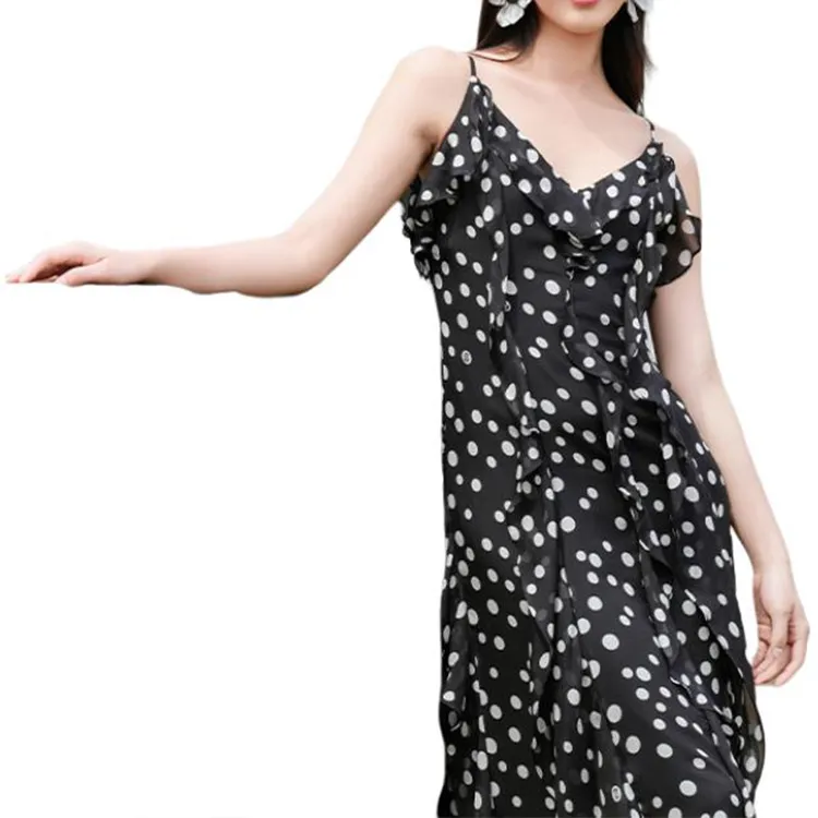 BESIONIA SS25 Slip Dress Women's Black Pattern-4