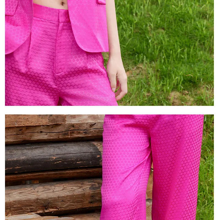 BESIONIA SS25 Casual Pants Women's Rose Red-5