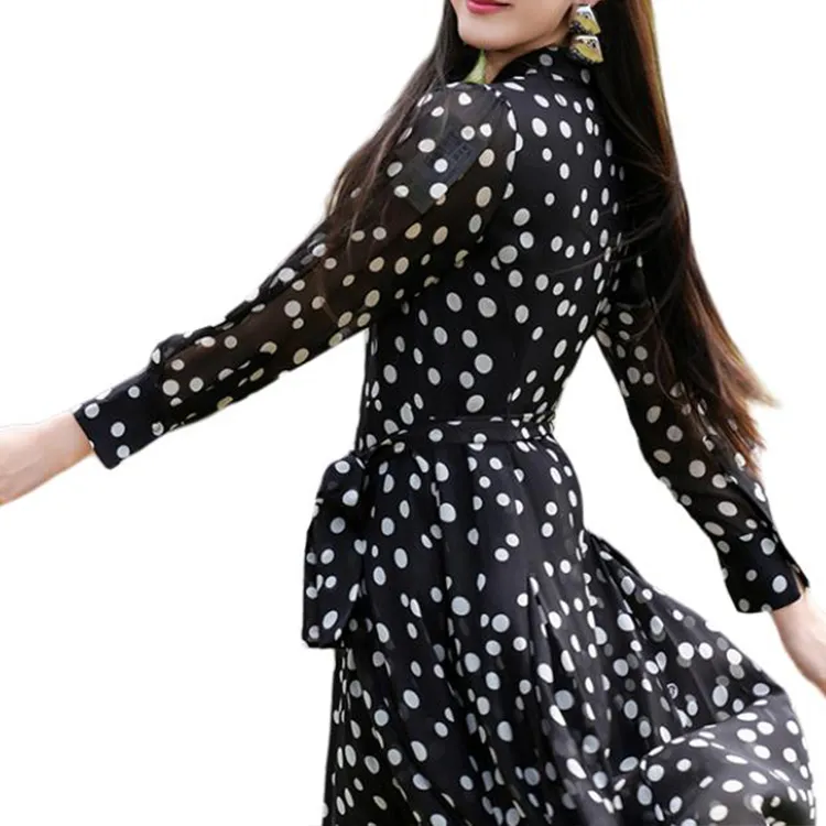 BESIONIA SS25 Long Sleeved Dress Women's Black Pattern-5