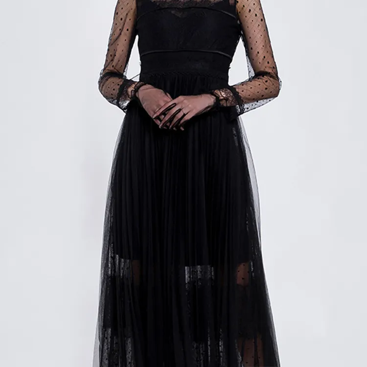 BESIONIA SS22 Long Sleeved Dresses Women's Black-5