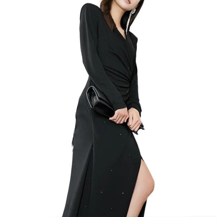 BESIONIA FW24 Long Sleeved Dresses Women's Black-2
