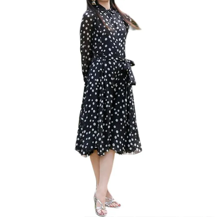 BESIONIA SS25 Long Sleeved Dress Women's Black Pattern-1