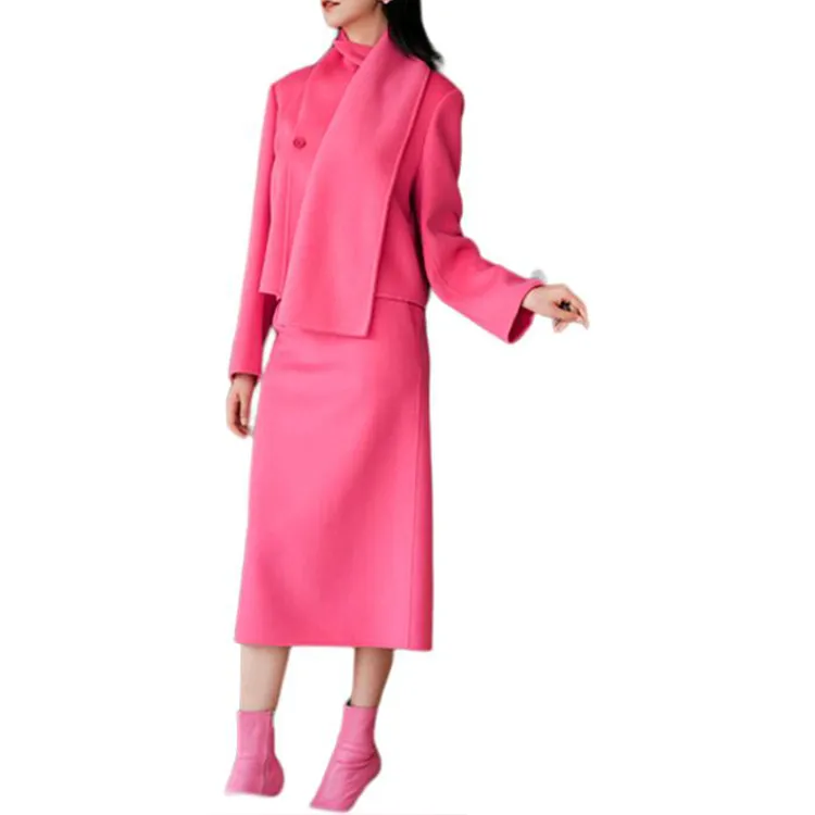 BESIONIA FW24 Cropped Coats Women's Pink-4