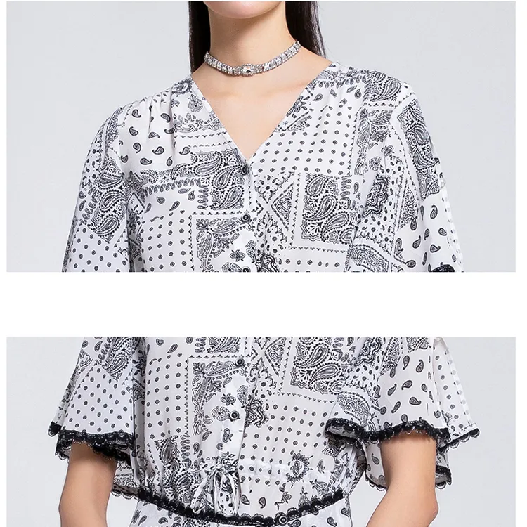 BESIONIA SS22 Short Sleeved Dress Women's Black White-5