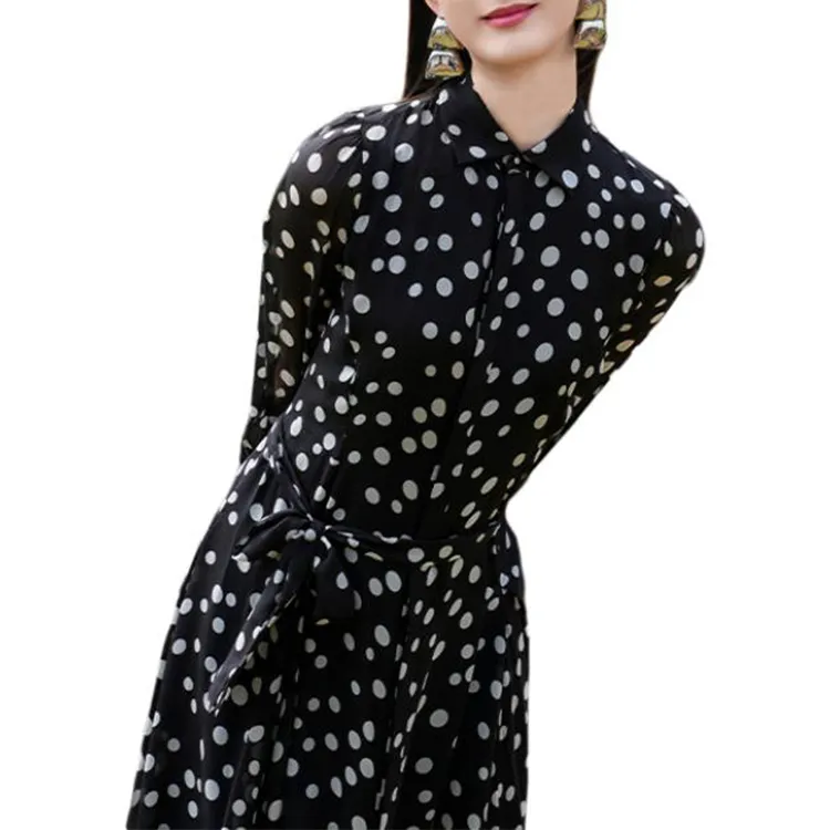 BESIONIA SS25 Long Sleeved Dress Women's Black Pattern-4