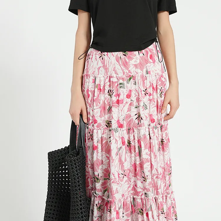 BESIONIA SS24 Casual Long Skirts Women's Pink-3