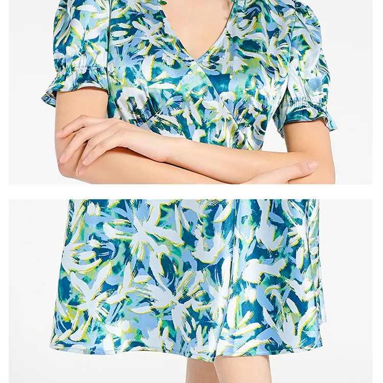 BESIONIA SS24 Short Sleeved Dresses Women's Turquoise-4