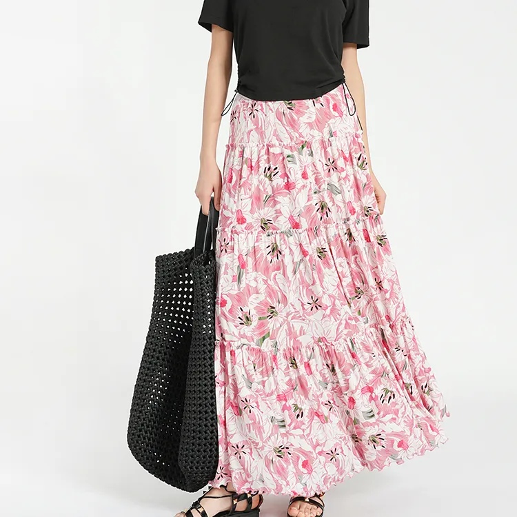 BESIONIA SS24 Casual Long Skirts Women's Pink-2
