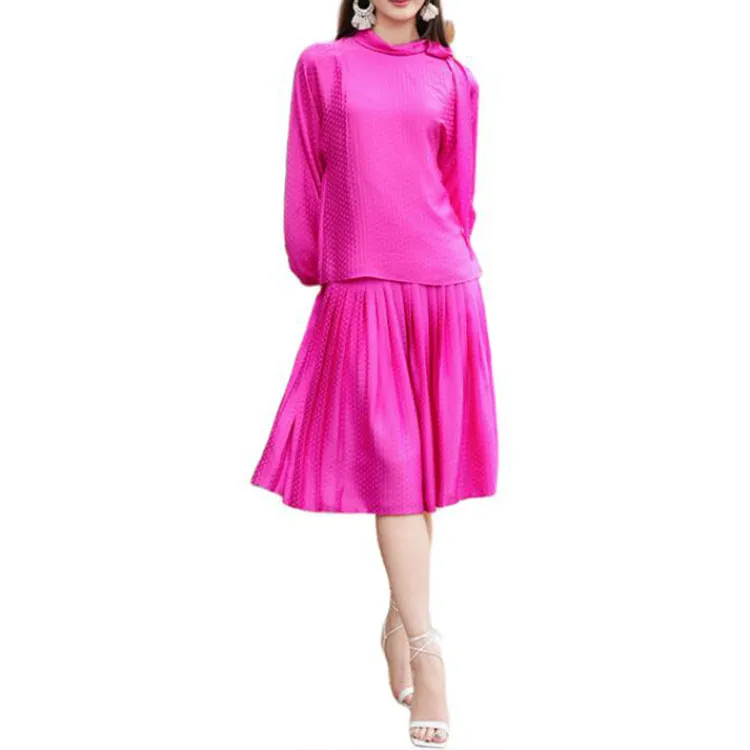 BESIONIA SS25 Casual Long Skirt Women's Rose Red-1