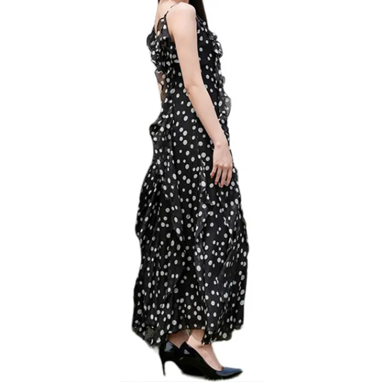 BESIONIA SS25 Slip Dress Women's Black Pattern-2