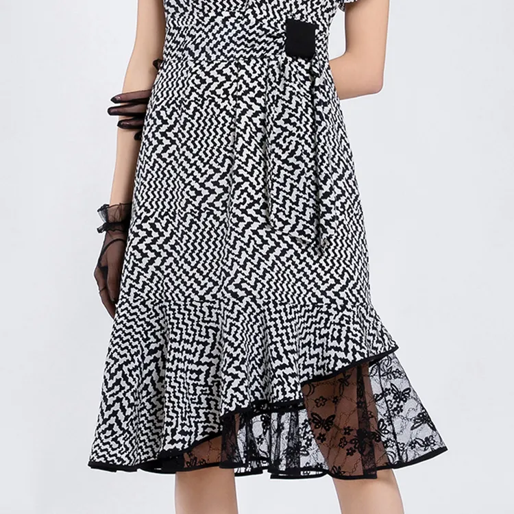 BESIONIA SS22 Short Sleeved Dress Women's Black White-5