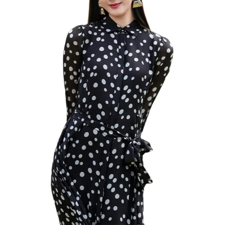 BESIONIA SS25 Long Sleeved Dress Women's Black Pattern-2
