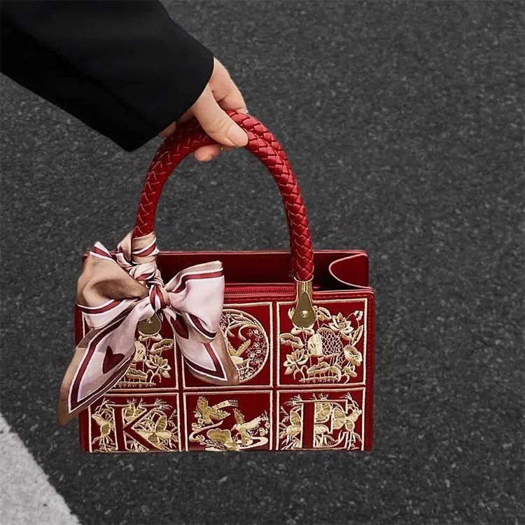 Yalu Polyester With PU Handbag Women's Burgundy-3