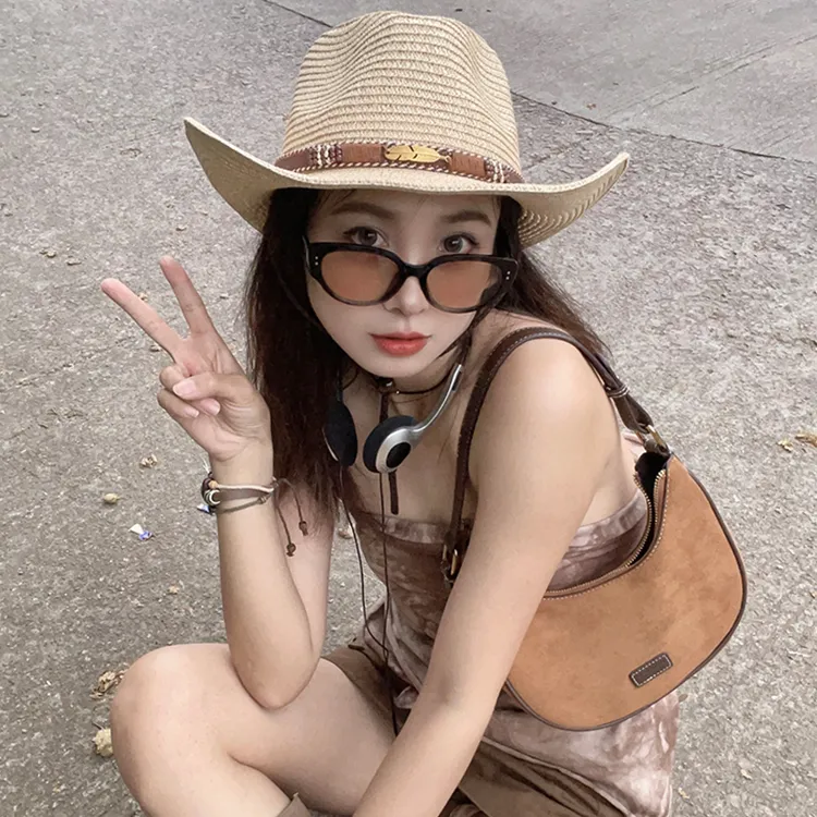 Yalu Straw Woven Bucket Hats Unisex-6