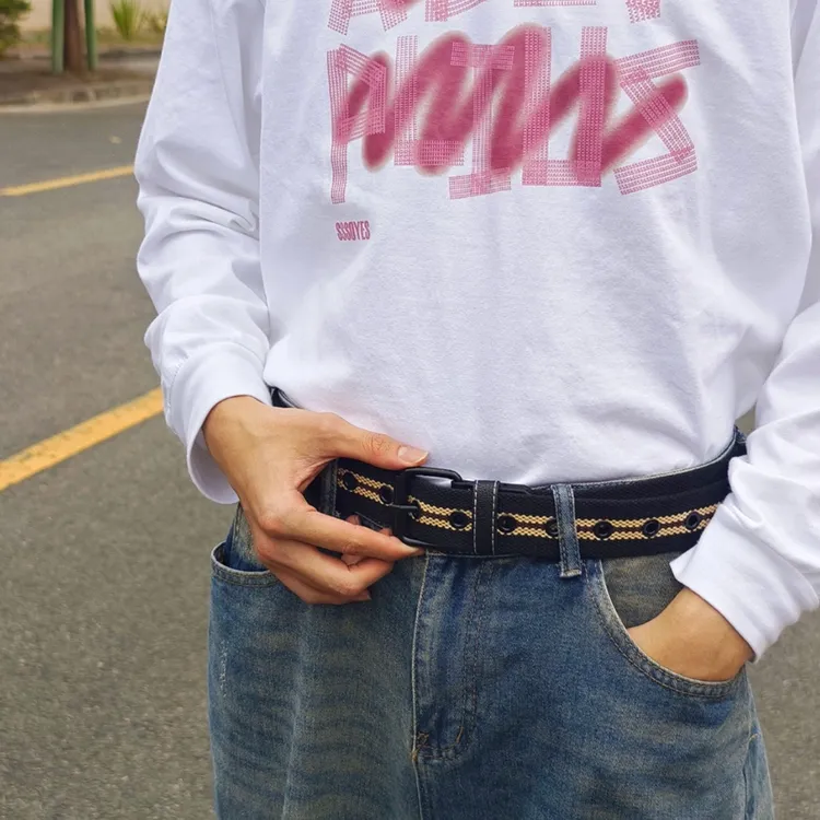 Yalu Canvas Leather Belts Unisex Width  3.8cm-10