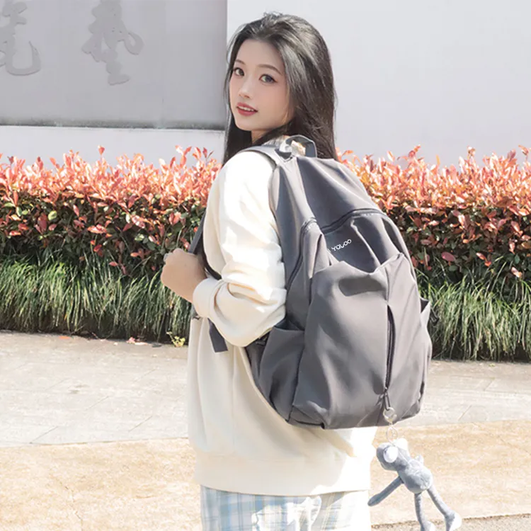Yalu Nylon Backpack Travel Bag Laptop Bag Unisex Black/White/Red/Gray-9