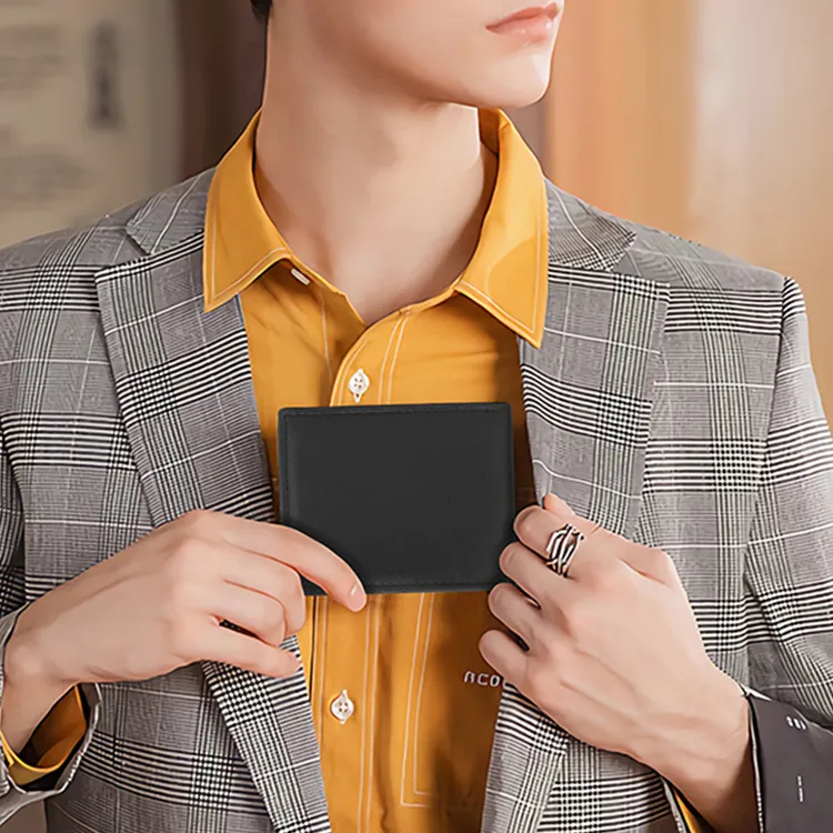 Yalu PU Wallet Regular Men's Black/Carbon Fiber Pattern-2