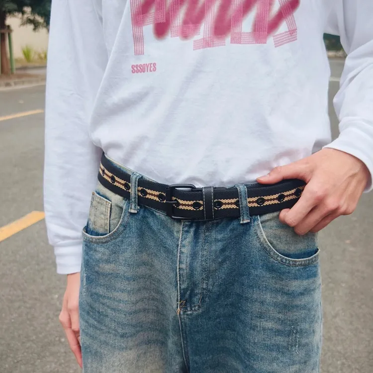 Yalu Canvas Leather Belts Unisex Width  3.8cm-12