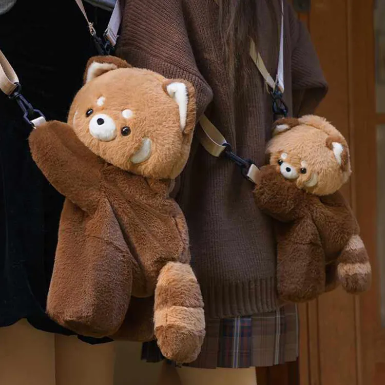 Yalu Plush Backpack Crossbody Bag Backpack Regular Unisex Brown-3