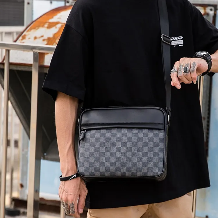 Yalu PVC With Polyester Shoulder Bag, Crossbody Bag Men's Square/Woven-7