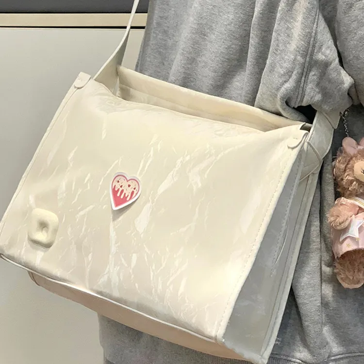 Yalu Polyester With PU Shoulder Bag Women's White/Pink/Milk Tea-1