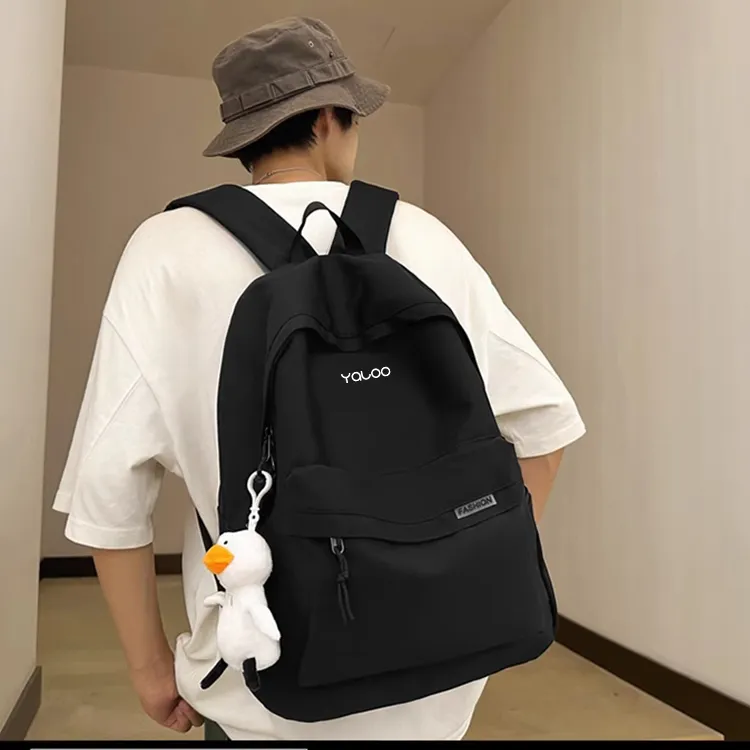 Yalu Nylon Backpack Laptop Bag Regular Unisex Black/White-2