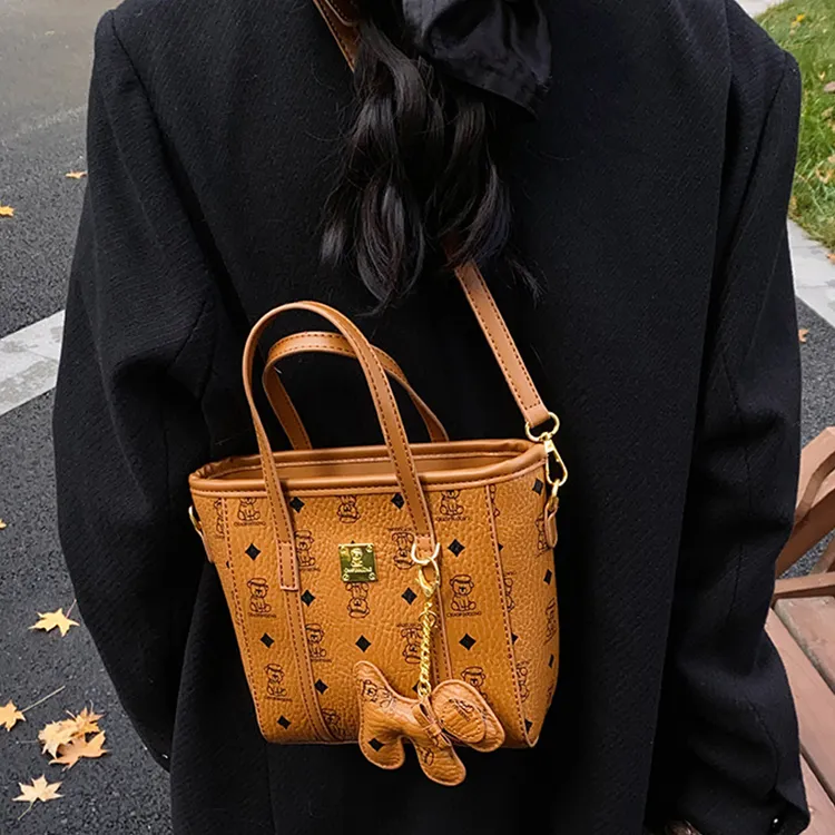 Yalu PU Tote Handbag Shoulder Bag Crossbody Bag Women's Brown/White/Pink/Black-3