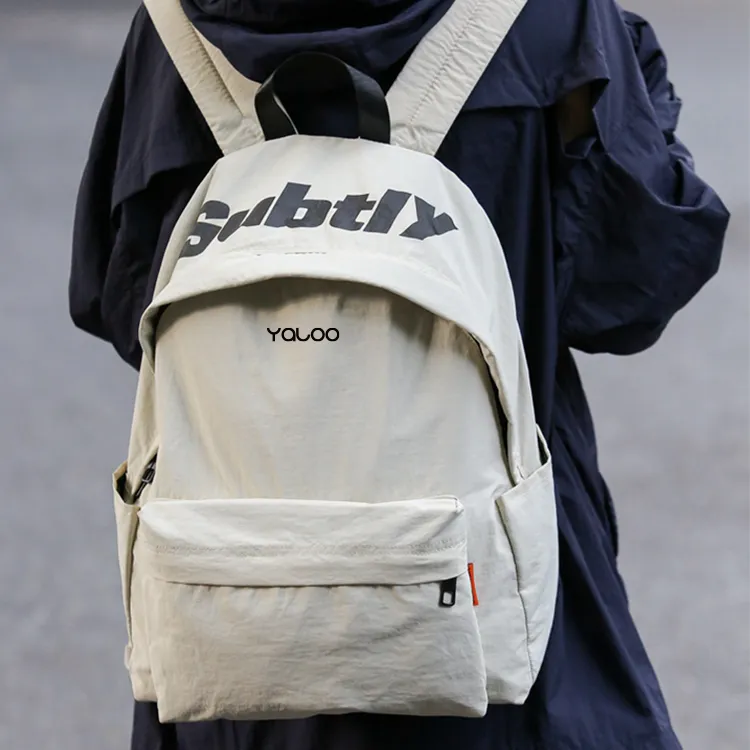 Yalu Nylon Backpack Laptop Bag Regular Unisex Black/White/Khaki/Green/Purple-2