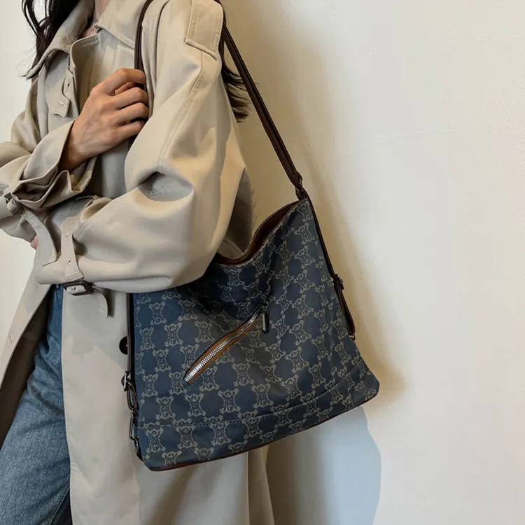 Yalu PU Shoulder Bag Women's Blue/Desert Brown/Jasper-2