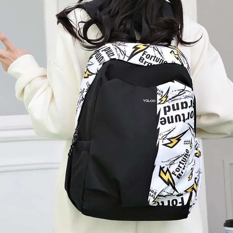 Yalu Polyester Backpack Laptop Backpack Regular Unisex White/Red/Green/Blue-1