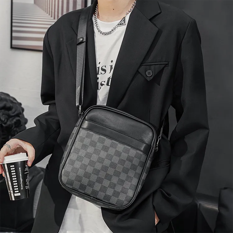 Yalu PVC Crossbody Bag, Shoulder Bag Men's Black-2