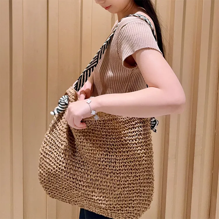 Yalu Straw Woven Crossbody Bag, Shoulder Bag Women's Ecru/Khaki-12