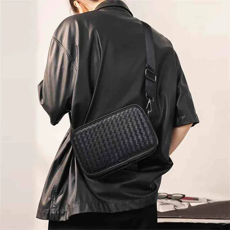 Yalu PU Shoulder Bag Regular Unisex Square/Pattern/Green/Coffee-11