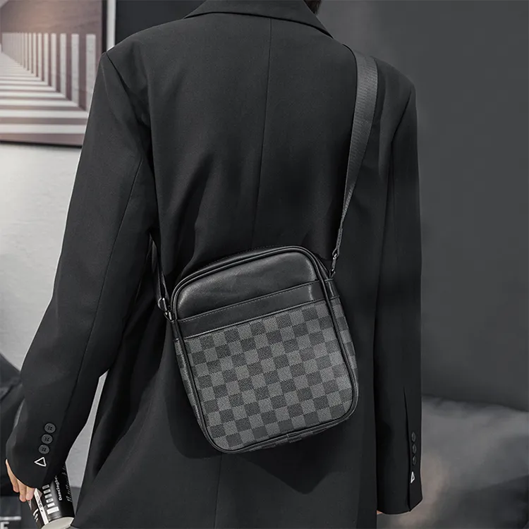 Yalu PVC Crossbody Bag, Shoulder Bag Men's Black-3
