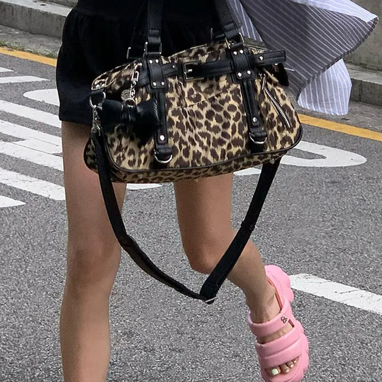 Yalu Polyester With PU Shoulder Bag, Crossbody Bag, Handbag Regular Women's Black/Pink/Leopard Print-11