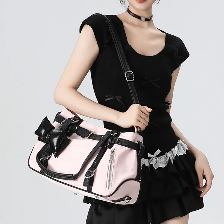 Yalu Polyester With PU Shoulder Bag, Crossbody Bag, Handbag Regular Women's Black/Pink/Leopard Print-5