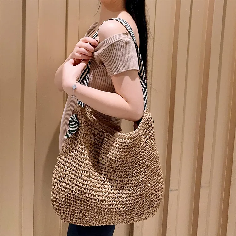 Yalu Straw Woven Crossbody Bag, Shoulder Bag Women's Ecru/Khaki-10