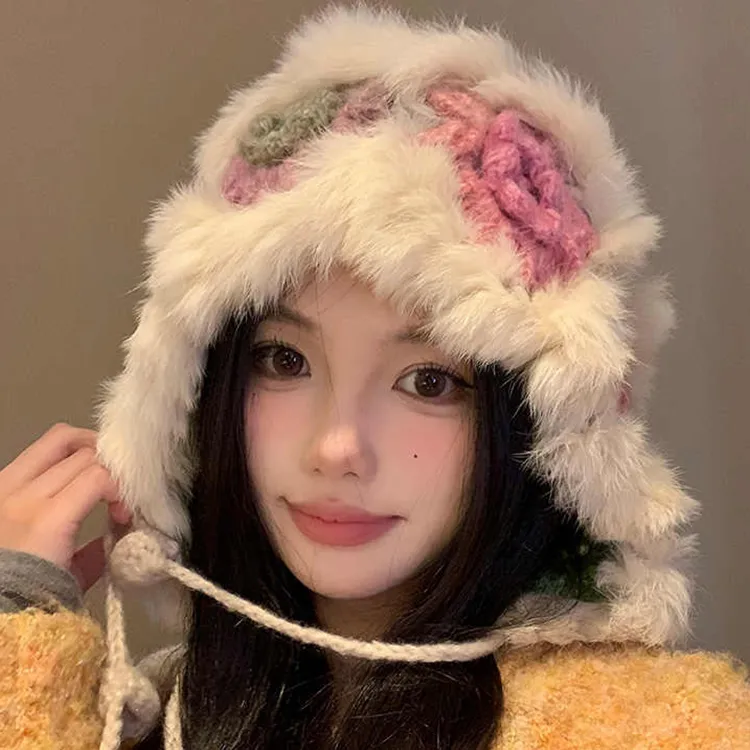 Yalu Rabbit Fur Beanies Unisex Gift Box Set-4