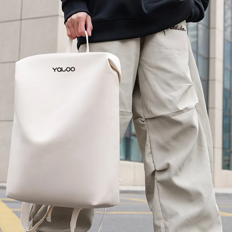 Yalu Nylon Backpack Regular Unisex Black/White/Yellow-3