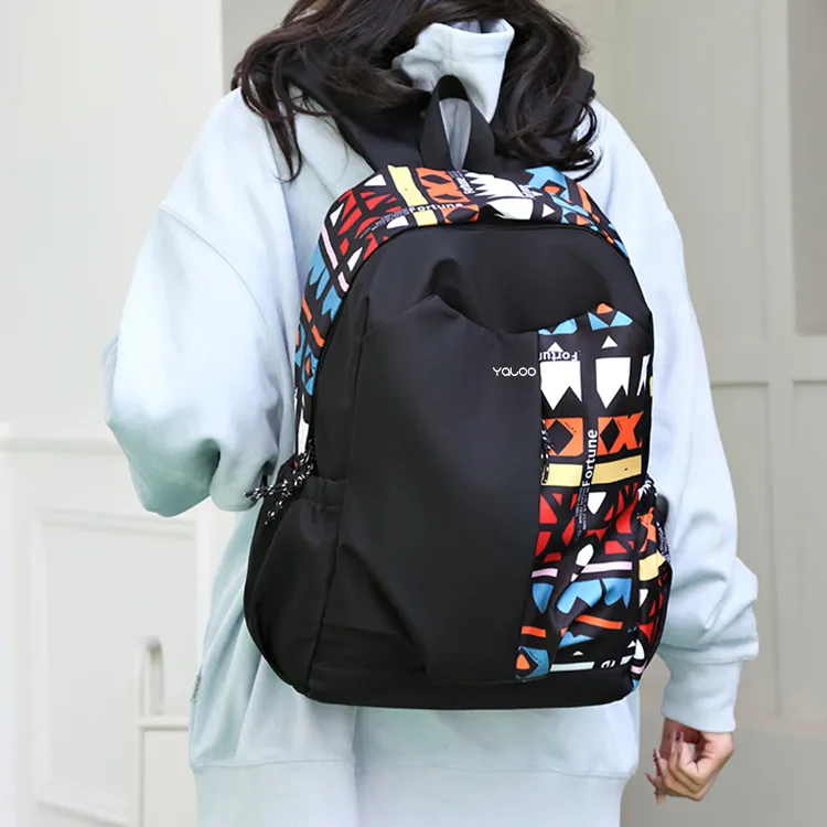Yalu Polyester Backpack Laptop Backpack Regular Unisex White/Red/Green/Blue-5