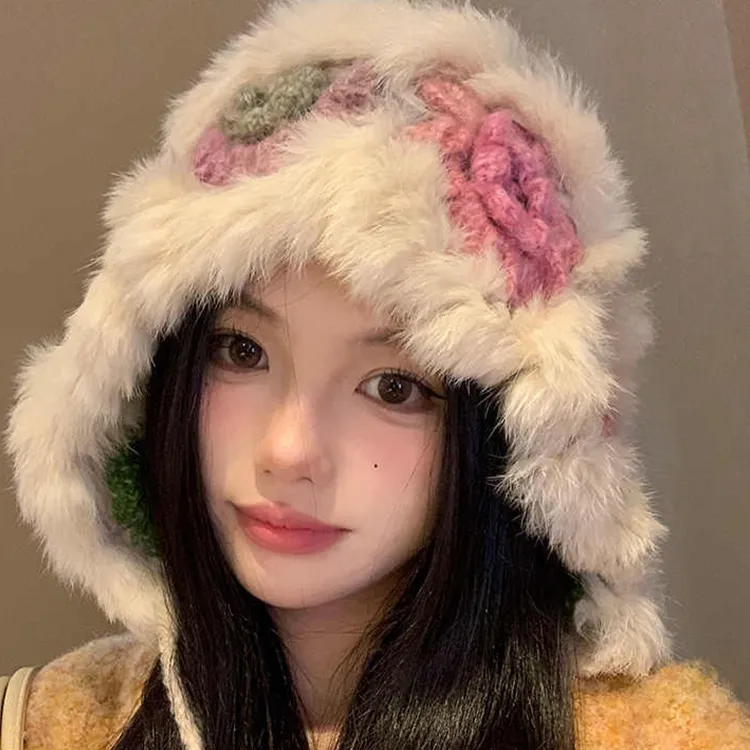 Yalu Rabbit Fur Beanies Unisex Gift Box Set-3