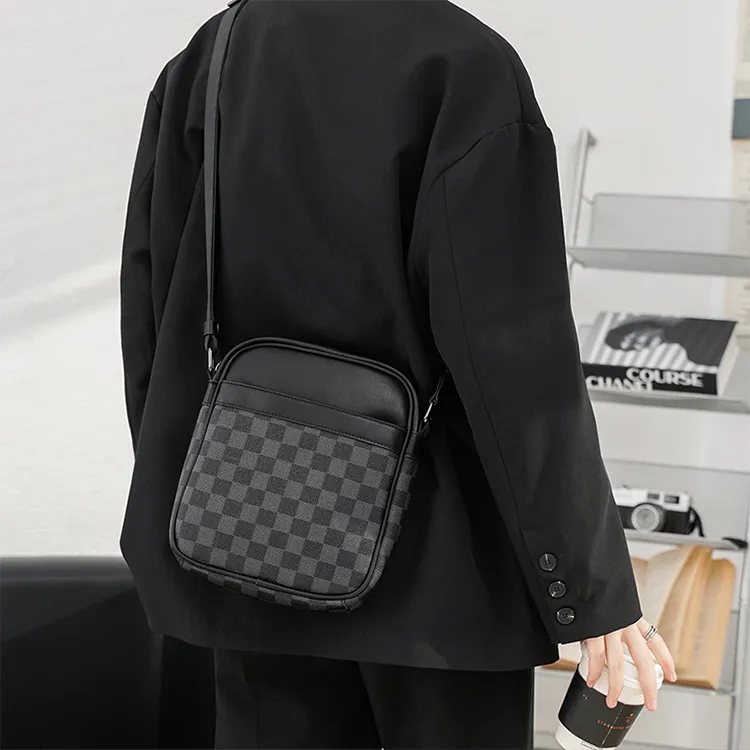 Yalu PVC Crossbody Bag, Shoulder Bag Men's Black-1