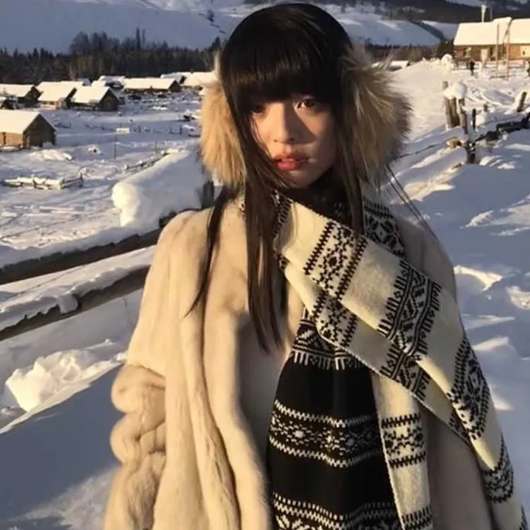 Yalu Rabbit Fur Knit Scarves Unisex Gift Box Set-1
