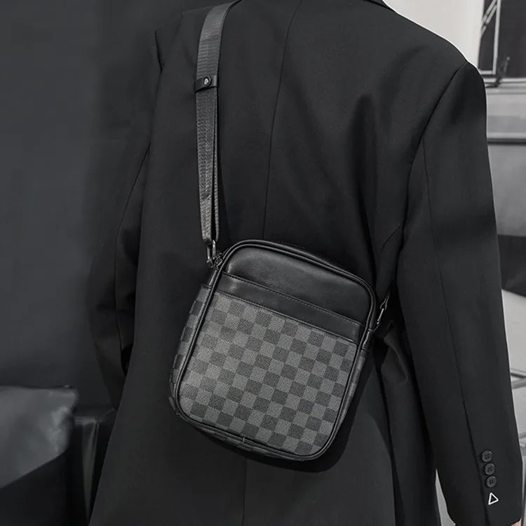 Yalu PVC Crossbody Bag, Shoulder Bag Men's Black-4