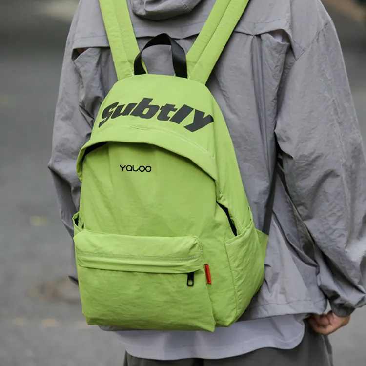 Yalu Nylon Backpack Laptop Bag Regular Unisex Black/White/Khaki/Green/Purple-6