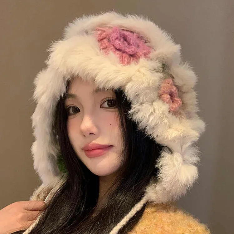 Yalu Rabbit Fur Beanies Unisex Gift Box Set-6