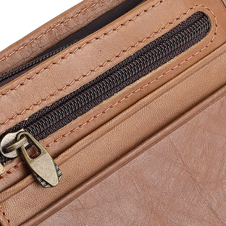 Yalu Polyester With Cow Leather Wallet Men's Black/Brown/Coffee-2
